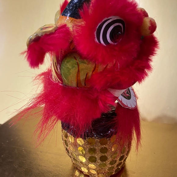 CHINESE DANCING LION DRUM NEW YEAR FESTIVAL FOO DOG STATUE BOBBLE STATUE 6” - Picture 6 of 12